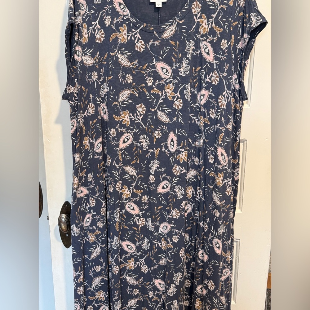 J. Jill wearever blue maxi dress with Subtle  Print